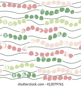 Abstract waved lines and dots vector seamless pattern