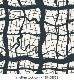 Abstract waved lines vector seamless pattern. Plaid texture