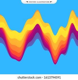 Abstract waveform background. 3d technology style. Vector illustration with sound waves.