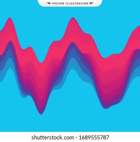 Abstract waveform background. 3d technology style. Vector illustration with sound waves.