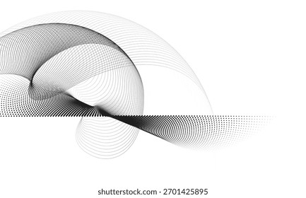 O ponto da forma de onda abstrata gira sobre o fundo branco.