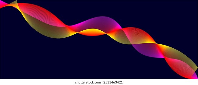 Ilustração abstrata da forma de onda com fluidez do néon