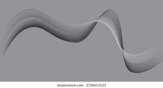 Abstract waveform made of dots in rhythmic pattern	