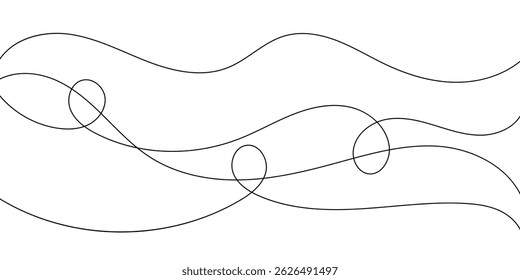Abstract Wave-Like Lines with Intertwined Circles.A minimalist design featuring flowing, wavy lines that intertwine and create subtle, organic shapes.