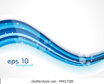 Abstract waves background in blue color, isolated on grey.  EPS 10. Can be used for flyers and corporate presentations.