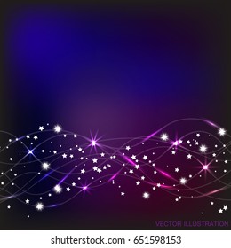 Abstract waves background in blue and lilac colors. Illustration