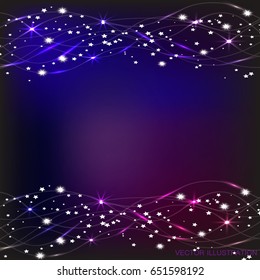 Abstract waves background in blue and lilac colors. Vector illustration