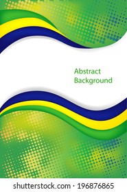 Abstract waves background in Brazilian colors. Wave background in Brazil flag concept