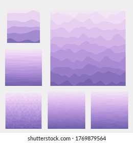 Recopilación de fondo de ondas abstractas. Curvas en color púrpura. Increíble ilustración vectorial.