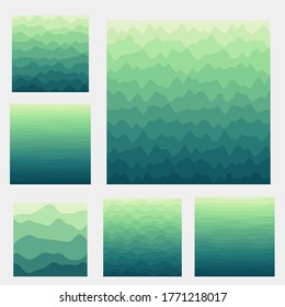 Abstract waves background collection. Curves in emerald colors. Creative vector illustration.