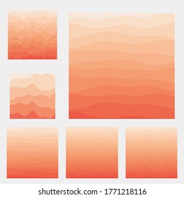 Abstract waves background collection. Curves in peach colors. Superb vector illustration.