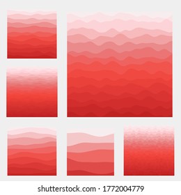 Abstract waves background collection. Curves in red colors. Superb vector illustration.