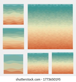 Abstract waves background collection. Curves in blue and orange colors. Modern vector illustration.