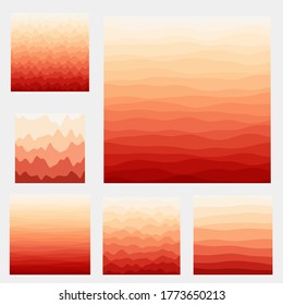 Abstract waves background collection. Curves in orange and red colors. Amazing vector illustration.