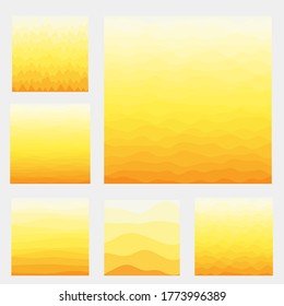Abstract waves background collection. Curves in yellow colors. Vibrant vector illustration.