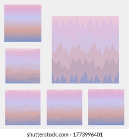 Abstract waves background collection. Curves in pastel blue violet colors. Beautiful vector illustration.