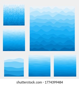 Abstract waves background collection. Curves in light blue colors. Elegant vector illustration.