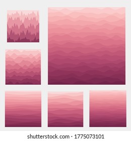 Recopilación de fondo de ondas abstractas. Curvas con colores rosas oscuros. Ilustración vectorial cautivadora.