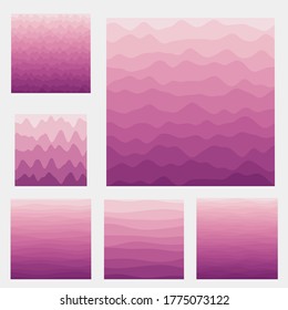 Recopilación de fondo de ondas abstractas. Curvas en colores magenta. Ilustración vectorial limpia.