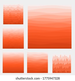 Abstract waves background collection. Curves in deep orange colors. Captivating vector illustration.