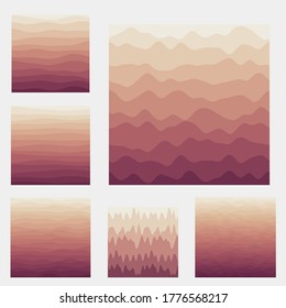 Abstract waves background collection. Curves in yellow and brown colors. Beautiful vector illustration.