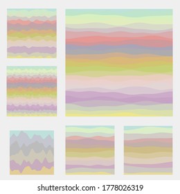 Abstract waves background collection. Curves in yellow, purple, red, and green colors. Superb vector illustration.