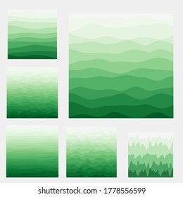 Abstract waves background collection. Curves in green colors. Superb vector illustration.