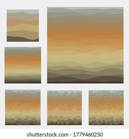 Recopilación de fondo de ondas abstractas. Curvas de colores marrones verdes negros. Encantadora ilustración vectorial.
