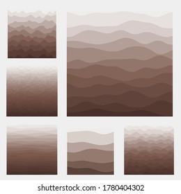 Abstract waves background collection. Curves in brown colors. Awesome vector illustration.