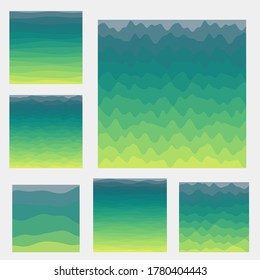 Recopilación de fondo de ondas abstractas. Curvas de colores amarillo verde azul. Increíble ilustración vectorial.