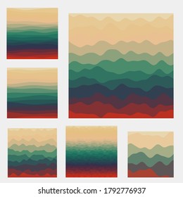 Recopilación de fondo de ondas abstractas. Curvas en colores marrones de color rojo contraste. Elegante ilustración vectorial.