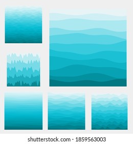 Abstract waves background collection. Curves in cyan colors. Beautiful vector illustration.