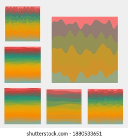 Recopilación de fondo de ondas abstractas. Curvas en colores verdes de color azul naranja. Increíble ilustración vectorial.
