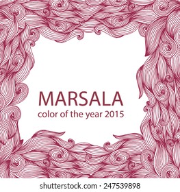 Abstract waves background. Color of the year 2015. Marsala