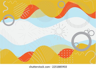 Abstract waves background with geometric shapes. minimal style and wavy lines, Vector illustration design. 
