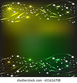 Abstract waves background in green and yellow colors. Illustration
