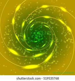 Abstract waves background with lines and stars. Vector illustration in yellow colors.
