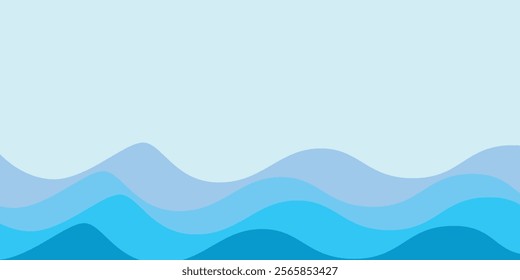 Abstract waves background, minimal waves design concept, Sea waves layered vector background illustration
