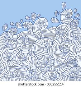 Abstract waves background. Nice sea or ocean vector illustration. Can be used as a print or web background.