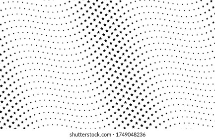 fondo de ondas abstractas con estrellas repetidas en diseño de medio tono