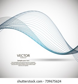 Abstract wave's background. Vector dynamic  illustration with lines.