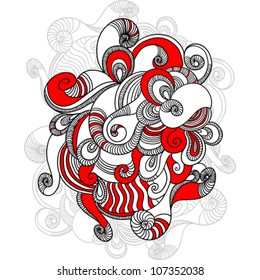 Abstract Waves Background. Vector Hand drawn illustration.