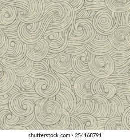 Abstract waves background, vintage hand drawn pattern, wavy background, old paper grunge texture.