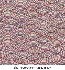 Abstract waves background, vintage hand drawn pattern, wavy background, old paper grunge texture.