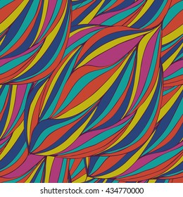 Abstract waves background, vintage hand drawn pattern, wavy background. Colorful waves backdrop. Seamless pattern
