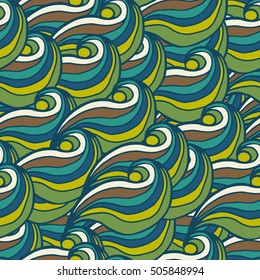Abstract waves background, vintage hand drawn pattern, wavy background. Colorful waves backdrop. Seamless pattern.