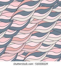 Abstract waves background, vintage hand drawn pattern, wavy background. Colorful waves backdrop. Seamless pattern.