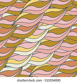 Abstract waves background, vintage hand drawn pattern, wavy background. Colorful waves backdrop. Seamless pattern