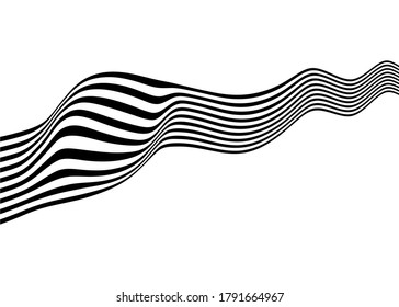 Resumen de ondas de líneas curvas negras sobre un fondo blanco. Patrón vectorial moderno