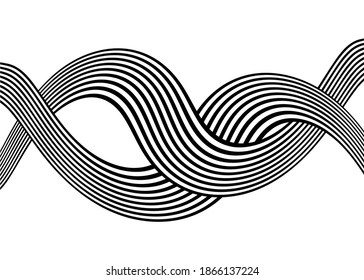 Resumen de ondas de líneas negras sobre un fondo blanco para afiches, diseño web, diseño de empaquetado, posts, banners. Fondo vectorial moderno
